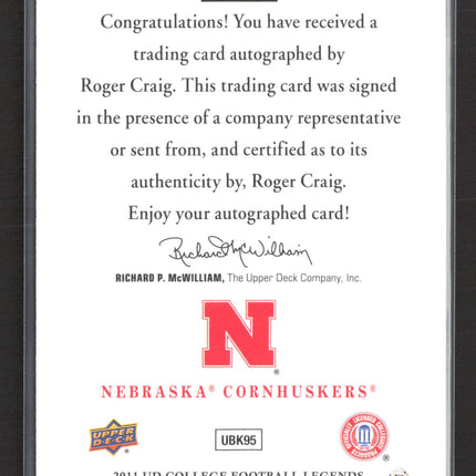 2011 Upper Deck College Football Legends Roger Craig #32 Auto