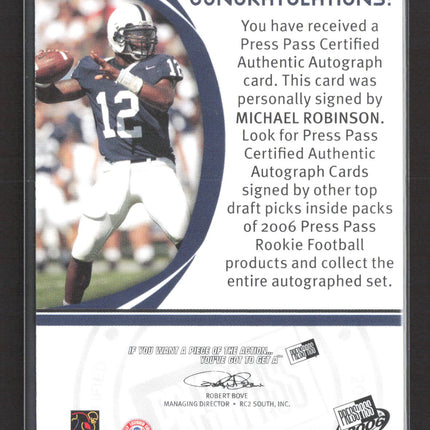2006 Press Pass Authentics Michael Robinson Auto