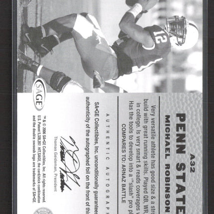 2006 SAGE HIT Michael Robinson #A32 Authentic Autograph Auto