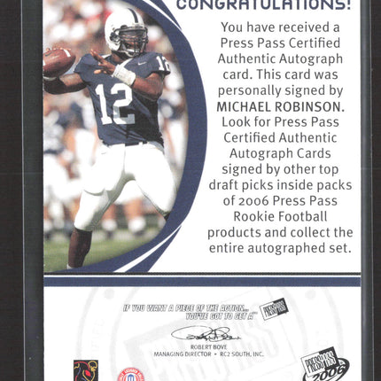 2006 Press Pass Authentics Michael Robinson Auto