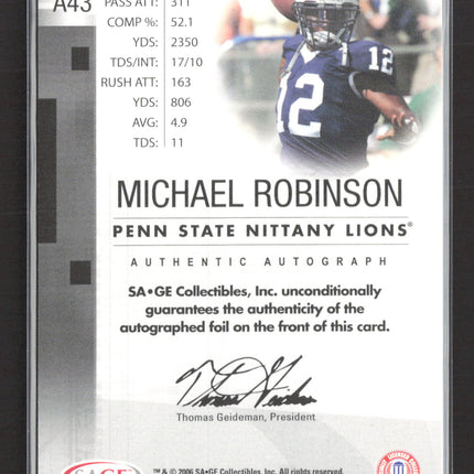 2006 SAGE Bronze Level Michael Robinson #A43 Auto