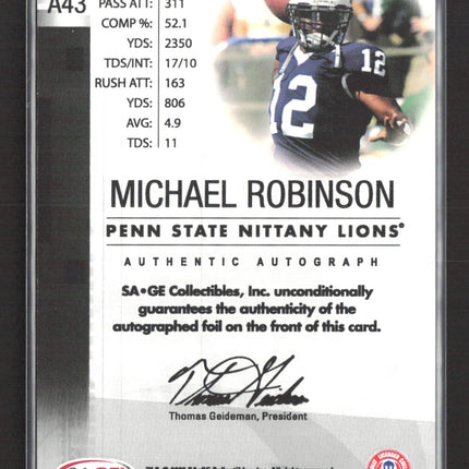 2006 SAGE Platinum Level Michael Robinson #A43 Auto