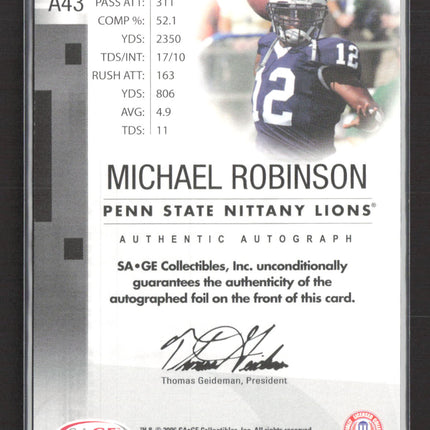 2006 SAGE Hit Gold Level Michael Robinson #A43 Auto /150
