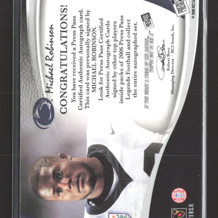 2006 Press Pass Legends All Conference Michael Robinson 306/350 Auto