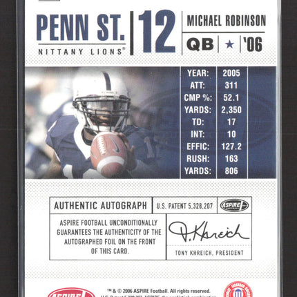 2006 Aspire Football Michael Robinson #12A Auto