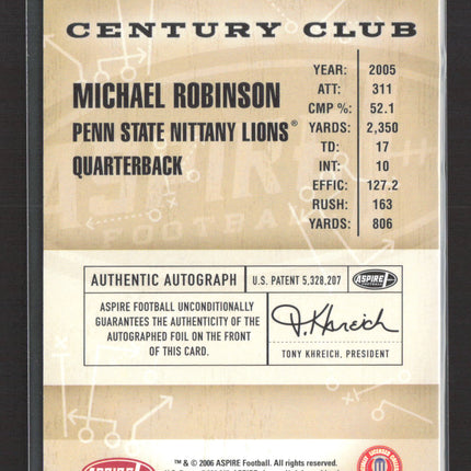2006 Aspire Football Century Club Michael Robinson #CC-12 Auto