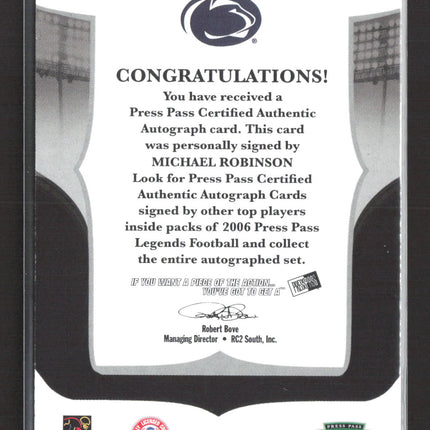 2006 Press Pass Legends Michael Robinson Auto