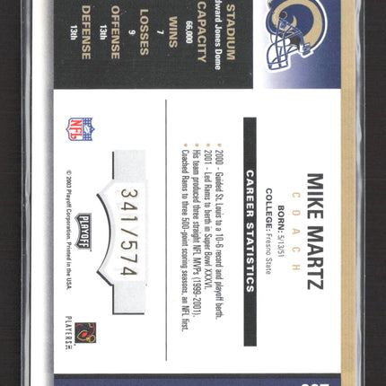 2003 Playoff Contenders Season Ticket Mike Martz #200 Auto /574