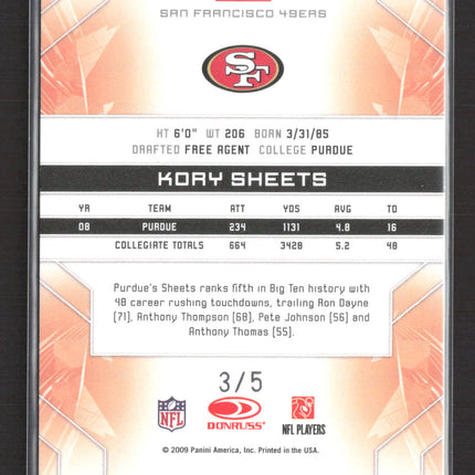 2009 Donruss Limited Spotlight Phenoms Kory Sheets #183 Silver /5