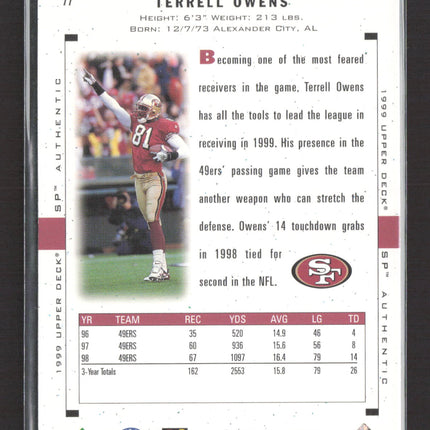 1999 Upper Deck SP Authentic Terrell Owens #77 Auto /450