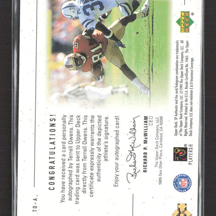 1999 Upper Deck SP Authentic Player's Ink Terrell Owens #TO-A Auto