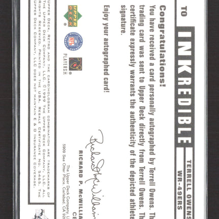 1999 Upper Deck Retro Inkredible Terrell Owens #WR-49ERS Auto