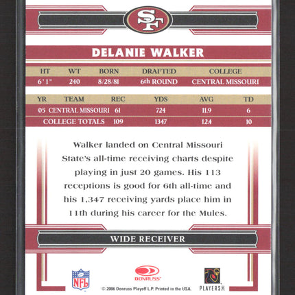 2006 Donruss Threads Delanie Walker #274 Silver Holofoil Auto /999