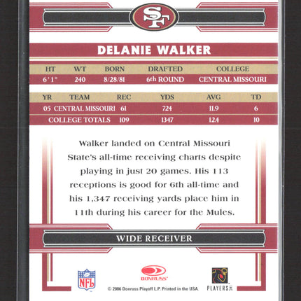 2006 Donruss Threads Delanie Walker #274 Silver Holofoil Auto /999