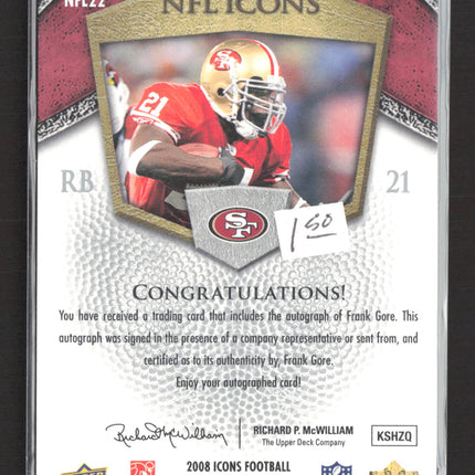 2008 Upper Deck Icons Frank Gore #NFL22 09/35 Auto