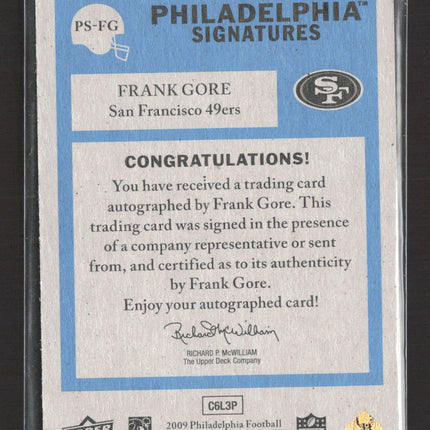 2009 Upper Deck Philadelphia Signatures Frank Gore #PS-FG Auto