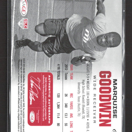 2013 SAGE HIT Marquise Goodwin #A148 Auto