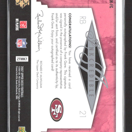 2007 Upper Deck Inkedible Frank Gore #INK-FG Auto
