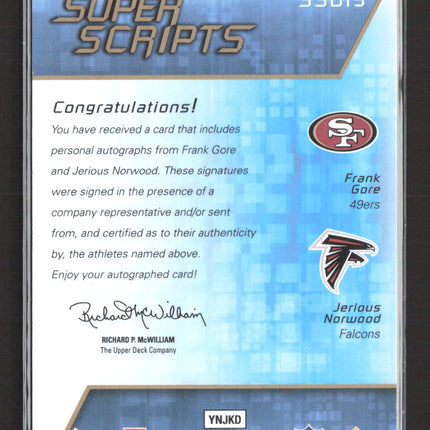 2008 Upper Deck SPx Super Scripts Frank Gore Jerious Norwood #SSD15 10/75 Auto