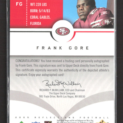 2005 Upper Deck Reflections Frank Gore #SR-FG Auto