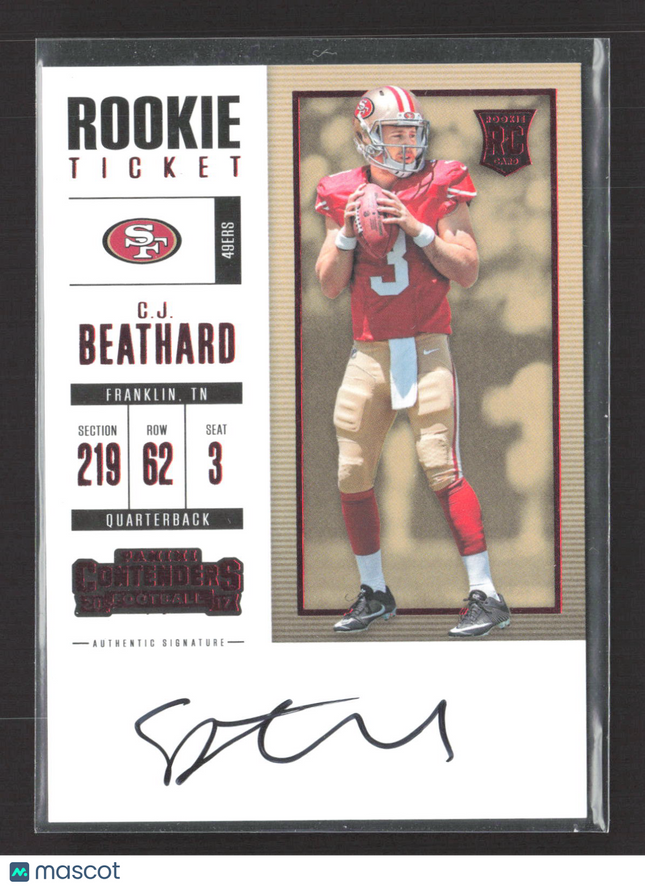 2017 Panini Contenders Football C.J. Beathard #307 RC Auto