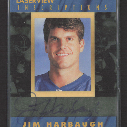 1996 Pinnacle Laserview Inscriptions Jim Harbaugh #1 1551/3500 Auto