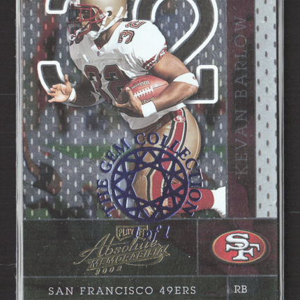 2002 Playoff Absolute Memorabilia The Gem Collection Kevan Barlow #32 1 of 1