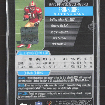 2005 Bowman Chrome Frank Gore #259 Auto