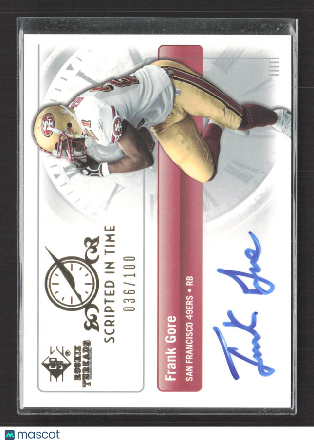 2007 Upper Deck SP Rookie Threads Scripted In Time Frank Gore #SIT-FG /100 Auto