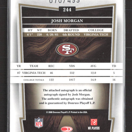 2008 Donruss Classics Josh Morgan #244 Auto