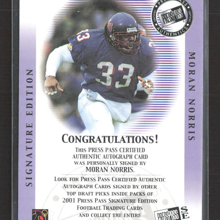 2001 Press Pass Signature Edition Moran Norris Autograph Auto