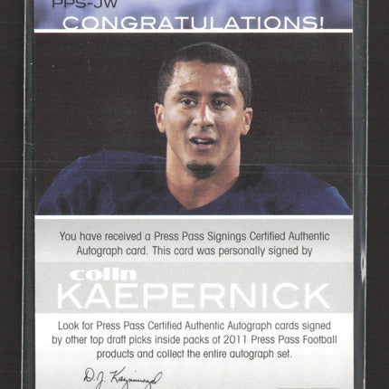 2011 Press Pass Signings Colin Kaepernick #PPS-JW Auto