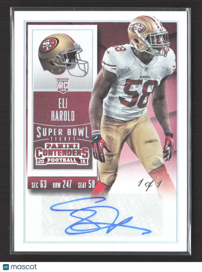 2015 Panini Contenders Football Eli Harold #130 Super Bowl Ticket RC 1/1 Auto