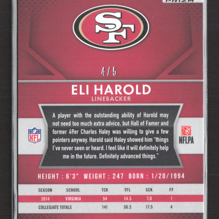 2015 Panini Prizm Eli Harold #236 RC 4/5 Gold Vinyl