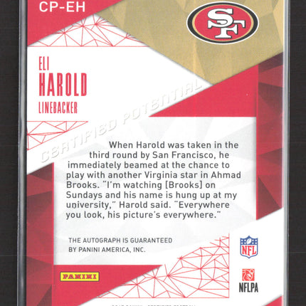 2015 Panini Certified Certified Potential Eli Harold #CP-EH RC Auto Black 1/1