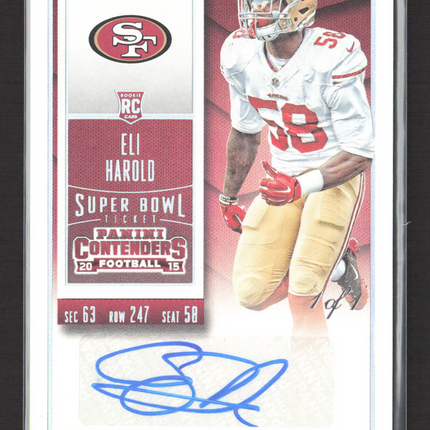 2015 Panini Contenders Football Eli Harold #130 Super Bowl Ticket RC Auto 1/1
