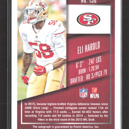 2015 Panini Contenders Football Eli Harold #130 Super Bowl Ticket RC Auto 1/1