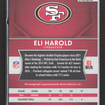 2015 Panini Prizm Eli Harold #RS-EH Purple RC Auto