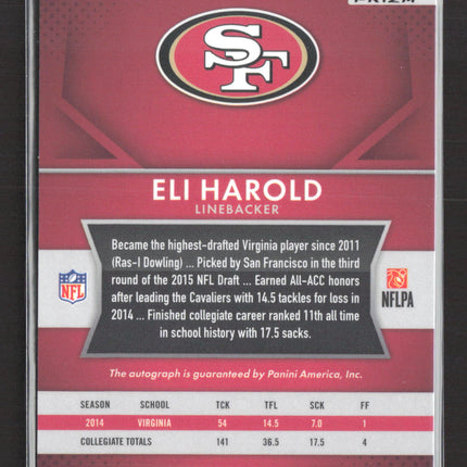 2015 Panini Prizm Eli Harold #RS-EH RC Auto Red White Blue