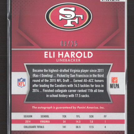 2015 Panini Prizm Eli Harold #RS-EH Purple 08/25 RC Auto