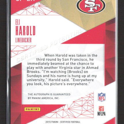 2015 Panini Certified Certified Potential Eli Harold #CP-EH Purple 24/25 RC Auto