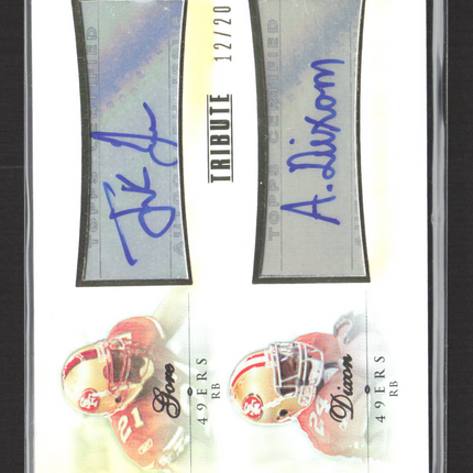 2010 Topps Tribute Frank Gore Anthony Dixon #DA-GD Dual Autograph 12/20 Auto