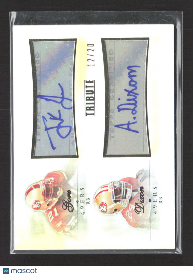 2010 Topps Tribute Frank Gore Anthony Dixon #DA-GD Dual Autograph 12/20 Auto