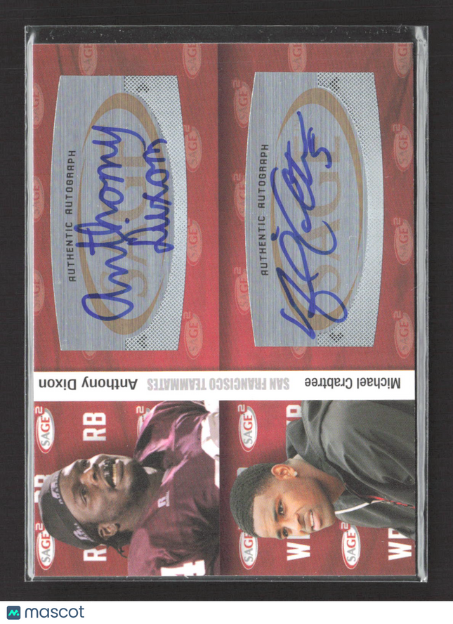 2010 SAGE Hit Anthony Dixon Michael Crabtree #A38 Auto