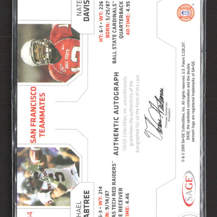 2009 SA-GE Hit Michael Crabtree Nate Davis #SA-44 Auto