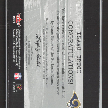 2001 Fleer Genuine Final Cut Isaac Bruce #N/A Game-worn uniform Jersey