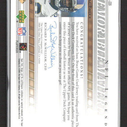 2001 Upper Deck NFL Legends Memorable Isaac Bruce #MM-IB Game-Used Jersey