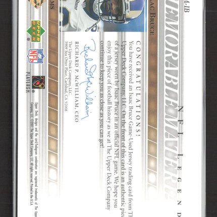 2001 Upper Deck NFL Legends Memorable Isaac Bruce #MM-IB Game-Used Jersey