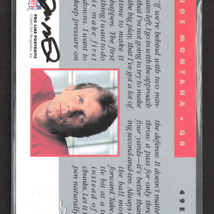 1992 Pro Line Portraits Joe Montana #431 Auto