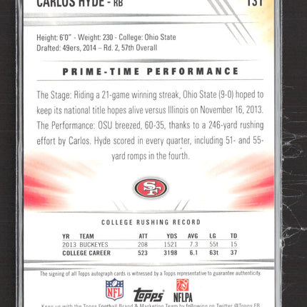 2014 Topps Prime Carlos Hyde #131 Auto